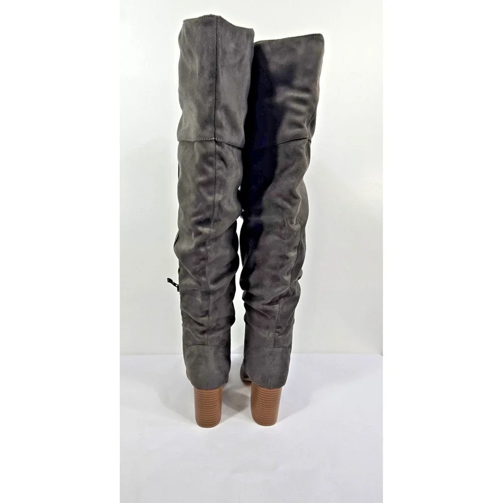 Journee Collection Womens 7M Wide Calf Gray Kaison Over The Knee Boots